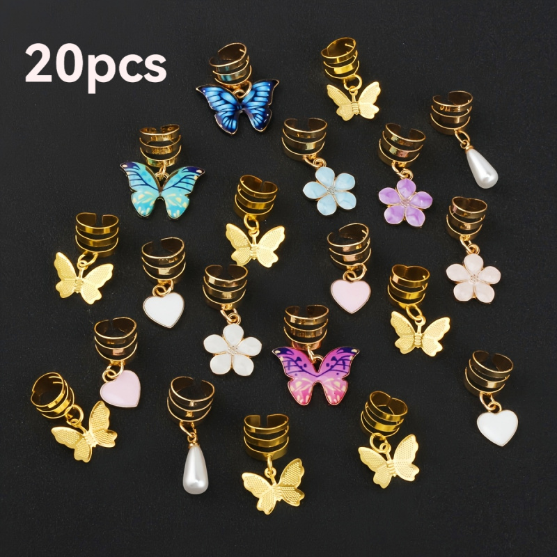 Women Accessories Dropshipping - 20 個合金レースハート型ウォータードロップペンダントアクセサリー DIY 編み込みヘアアクセサリーヘアクリップ