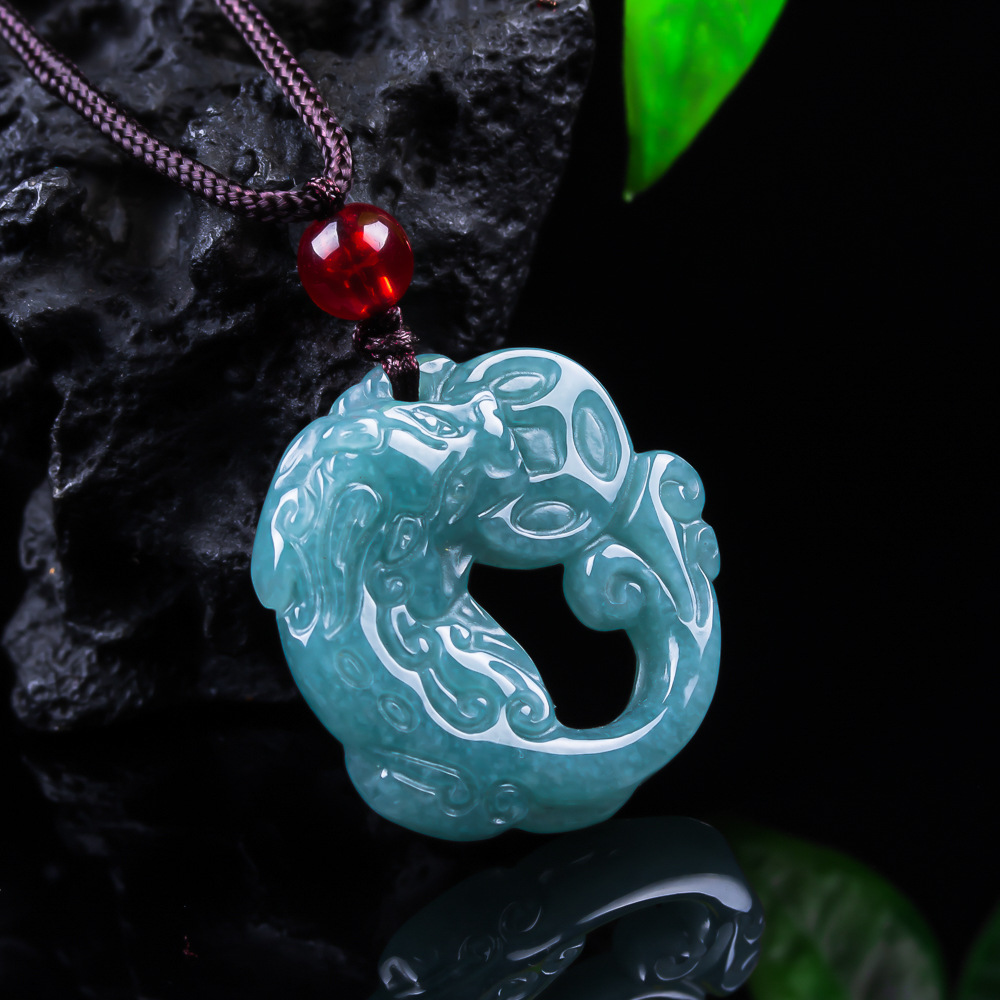 Woman Accessory - ビルマ翡翠貔貅ペンダント本物の翡翠高級チャームアクセサリーデザイナーネックレス彫刻お守り宝石女性へのギフト