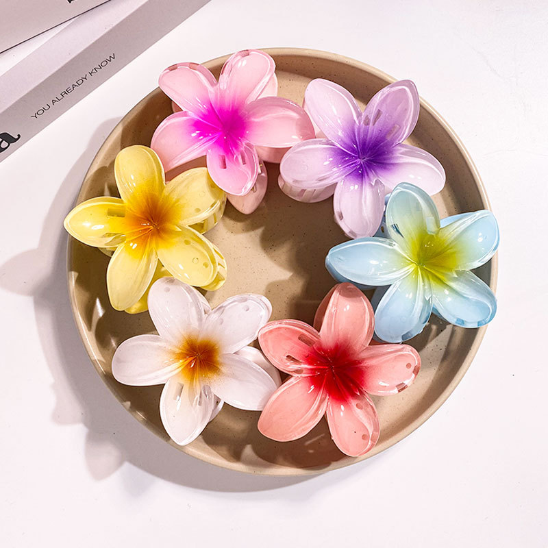 Women Accessories Wholesale China - 1/6 個 8 センチメートル女性の花のヘアクリップ休暇ボヘミア卵花サメクリップバレッタファッションヘアピンヘアアクセサリー卸売