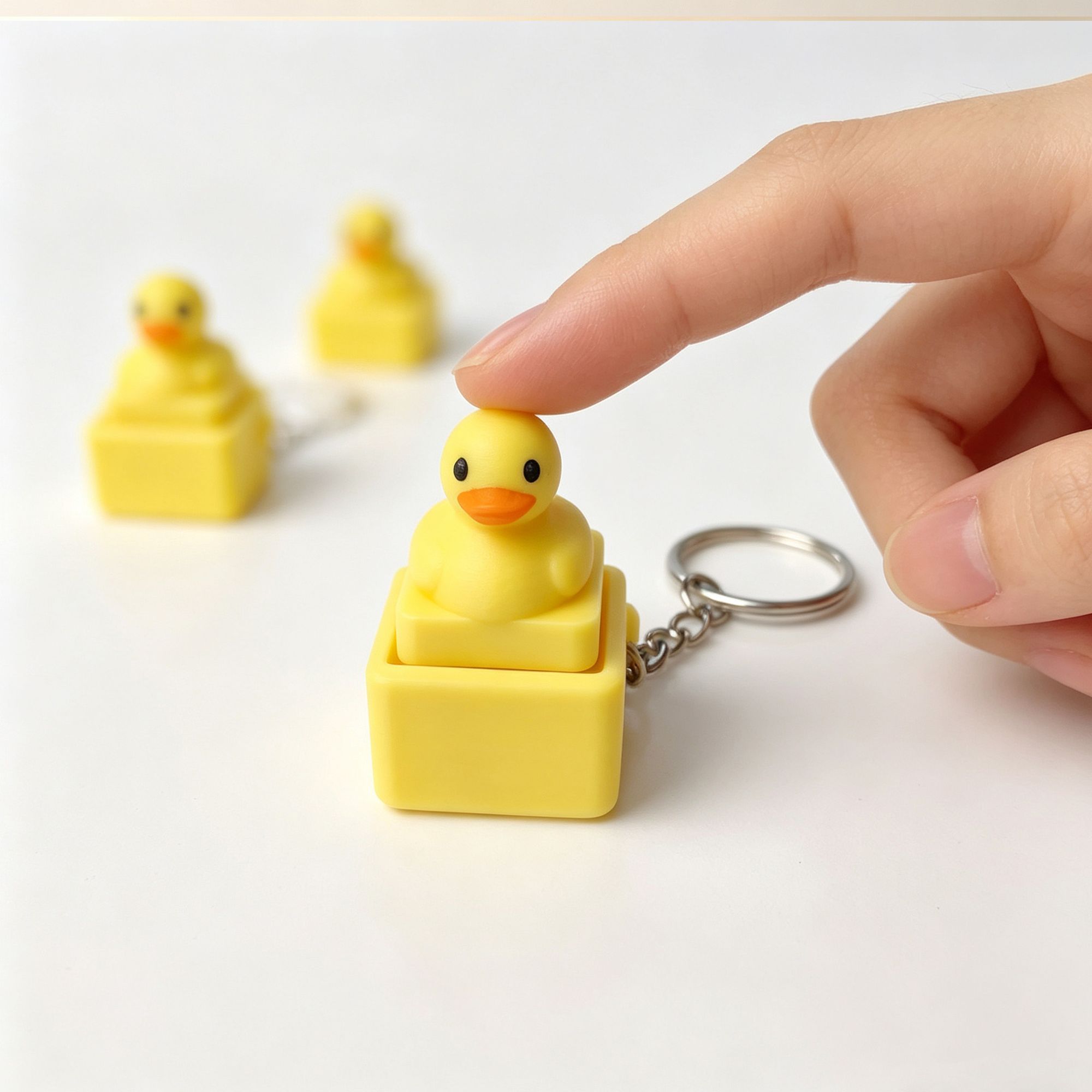 Women'S Key Accessories - かわいい黄色いアヒルのプレスキーホルダー面白いフィジェットおもちゃストレス解消デスクトップ装飾品クリエイティブポータブルペンダントギフト男性女性向け