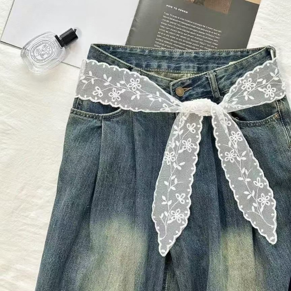 Woman Accessory - 甘い白いレースベルト女性用ジーンズスカートリボンスカーフタイストラップベルトバインディングスカーフファッションアクセサリー毎日の装飾に