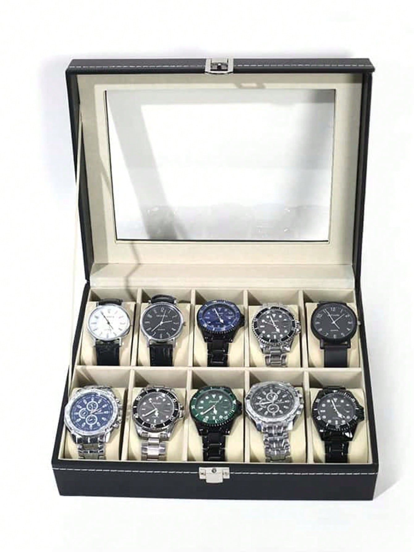 Women Accessories Box - ロック付きレザー時計ボックス、大容量時計ディスプレイケース、男性女性用高級ジュエリー収納オーガナイザー、ホームバニティドレッサー