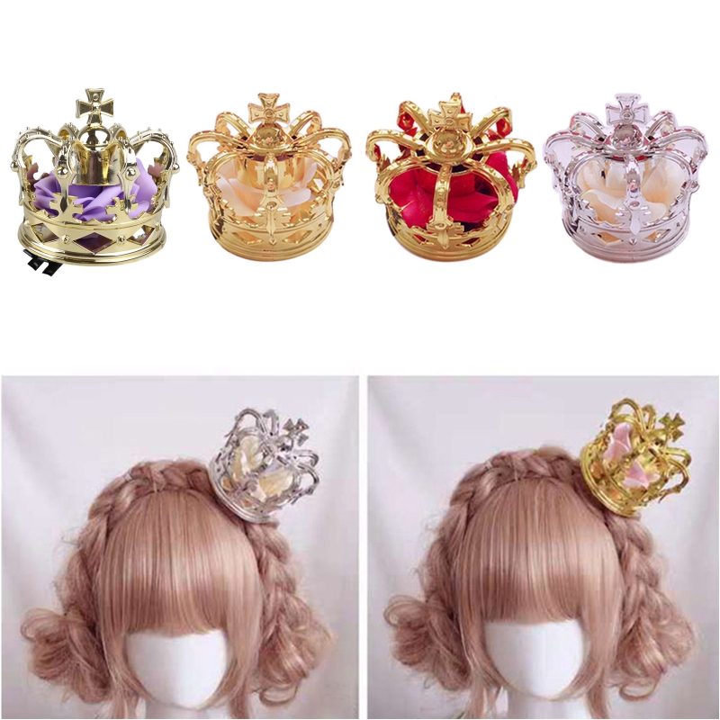 Women Accessories Dropshipping - ロリータ-プリンセススタイルのヘアアクセサリー,クラウン付きの人工バラの花,クイーン,女性用,弓付きヘアアクセサリー