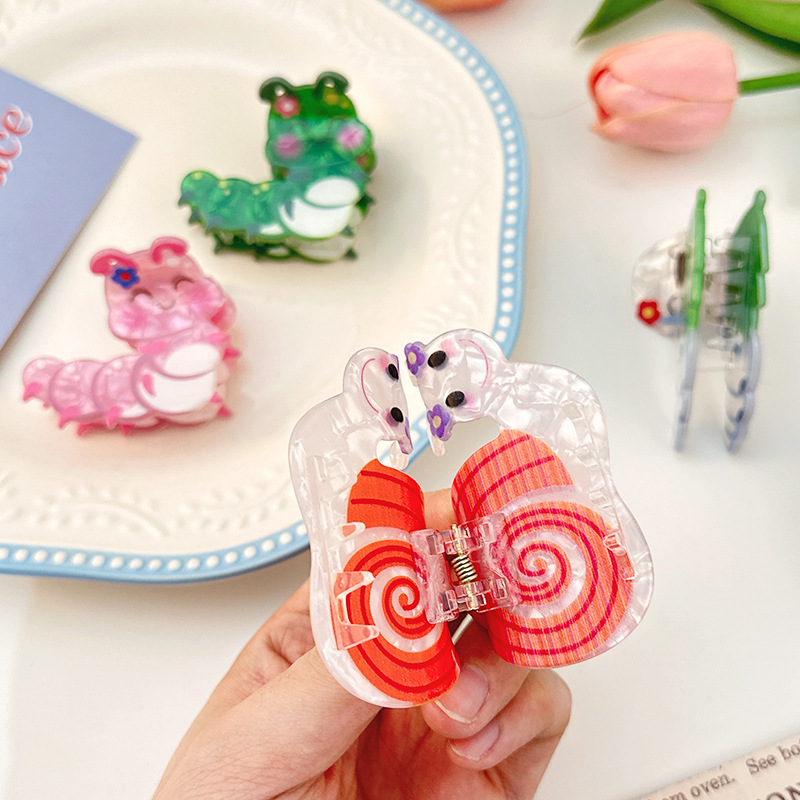 Women'S Accessories Accessorize - 虹色のカタツムリの爪ヘアクリップ1個、かわいい動物のアセテートアクセサリー、創造的なサメの爪クリップ、楽しいアップスタイル、パーソナライズされたヘアアクセサリー