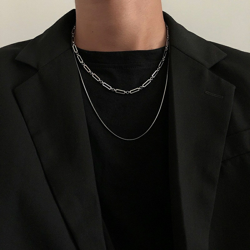 Women'S Emo Accessories - 男性と女性のためのステンレス鋼のネックレス,ペンダント付きの二重層チェーン,シンプルなミニマリストのパンクネックレス,grunge emo y2kジュエリー2023