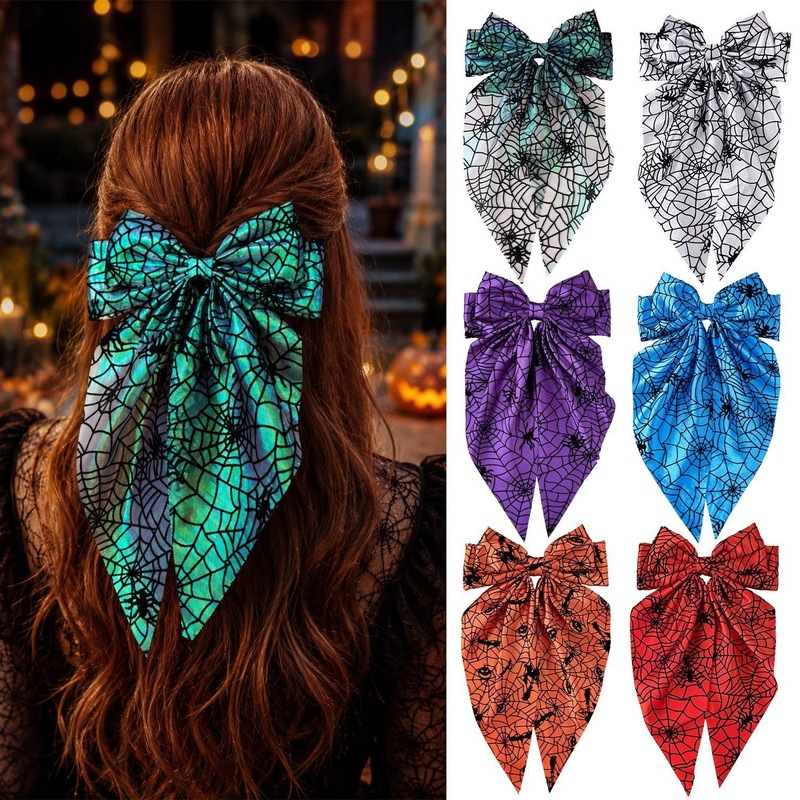 Women'S Emo Accessories - ハロウィン スパイダーウェブ ボウ ヘアクリップ ゴシック パンク