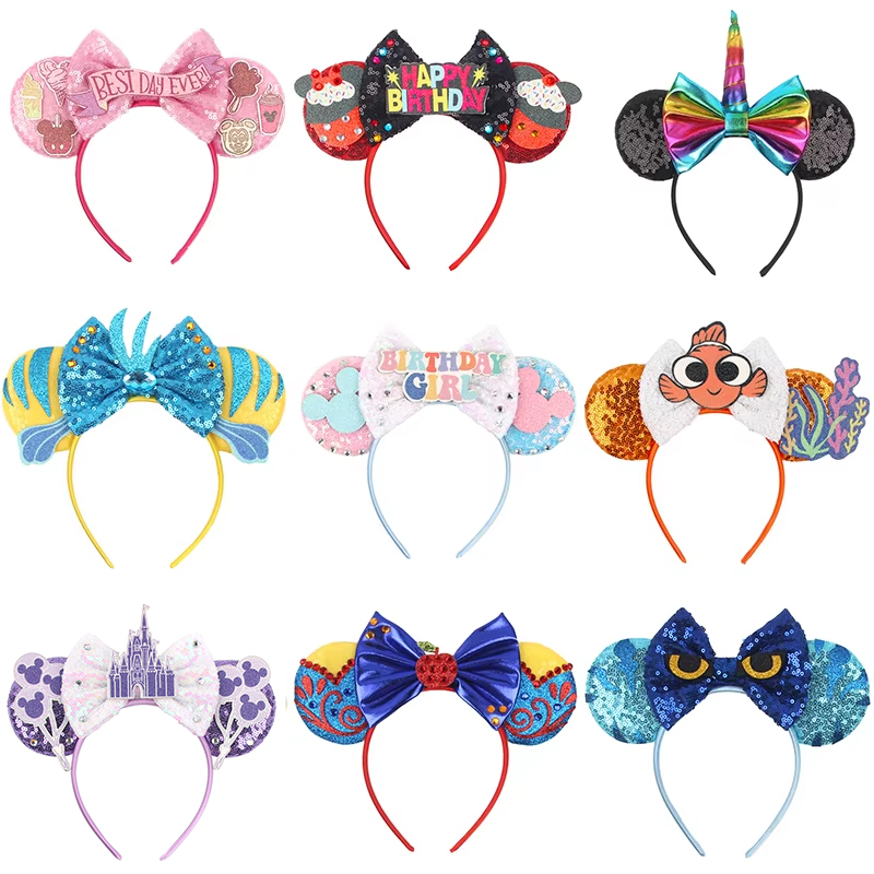 Women Accessories Wholesale China - ディズニー卸売イヤリングヘッドバンド誕生日ミッキーマウスヘアバンド子供パーティーヘアアクセサリーフェスティバルコスプレヘッドウェア