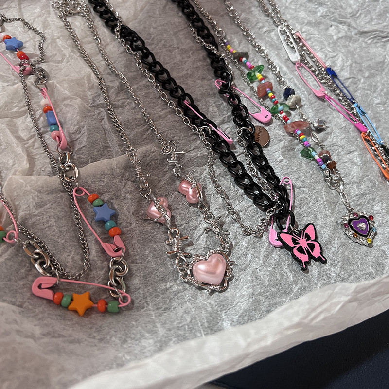 Women'S Emo Accessories - 女性用チョーカーネックレス,ヴィンテージピンクキュービックジルコニアアクセサリー,トレンディなジュエリー,Nemo原宿,2000秒