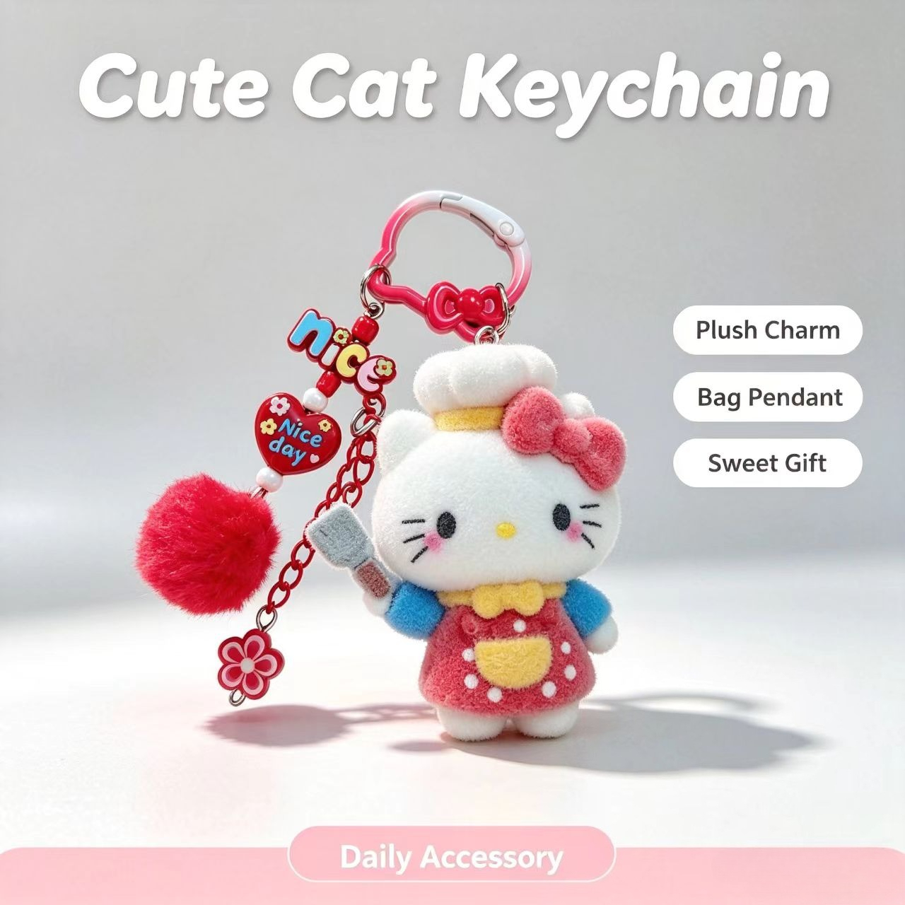 ファッションフロック猫キーホルダーかわいいシェフフィギュアバ - Women'S Key Accessories のレビューと価格
