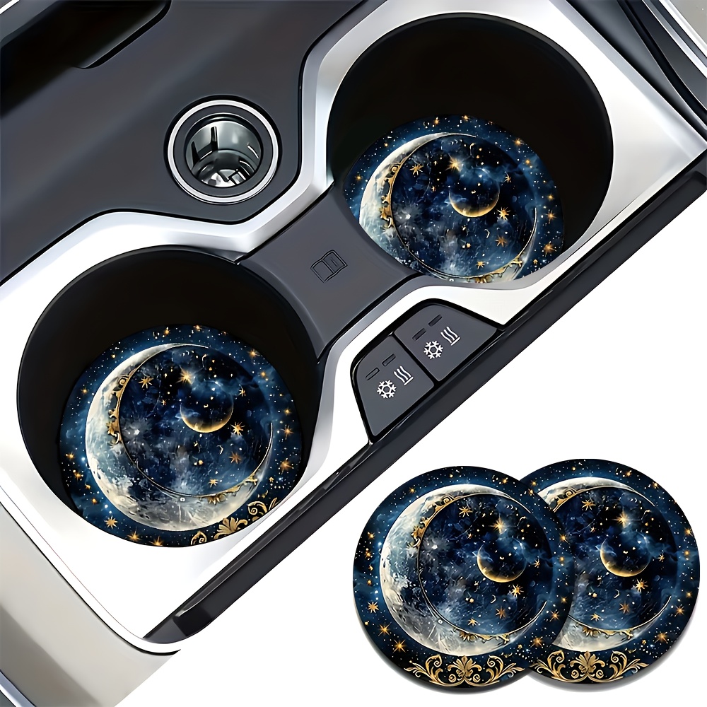 2個入り 星月柄 車用カップコースター - 耐久性のある滑り - Women Accessories Box のレビューと価格