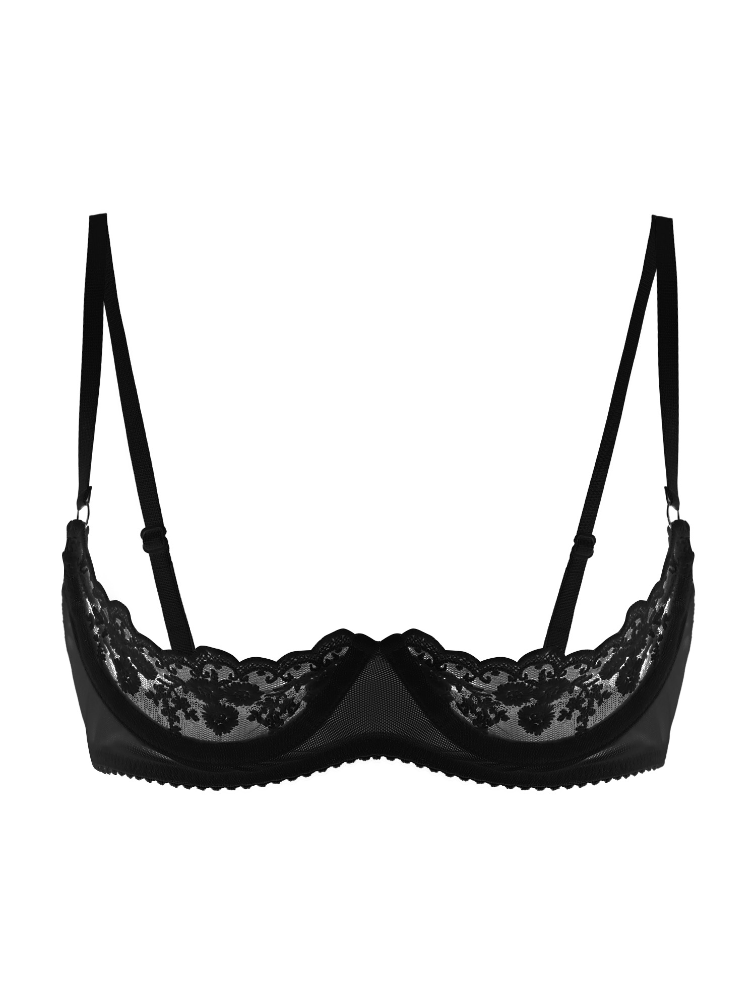女性用セクシーオープンカップブラ、透け感のあるレース、露出乳 - Woman Accessory のレビューと価格