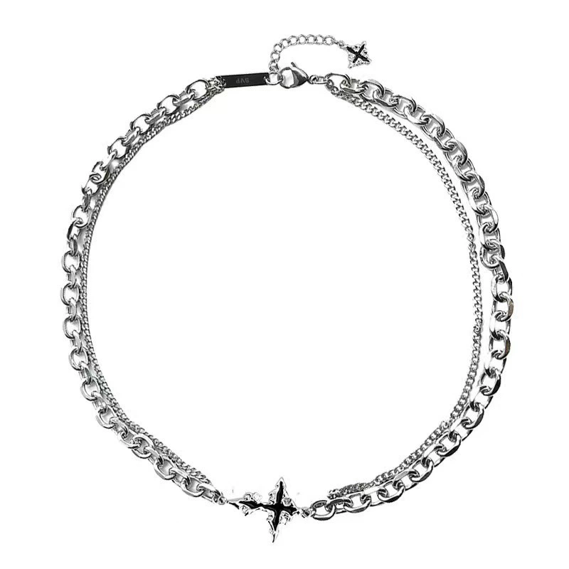 パンクブラッククロスペンダントチェーンネックレスブレスレット - Women'S Emo Accessories のレビューと価格