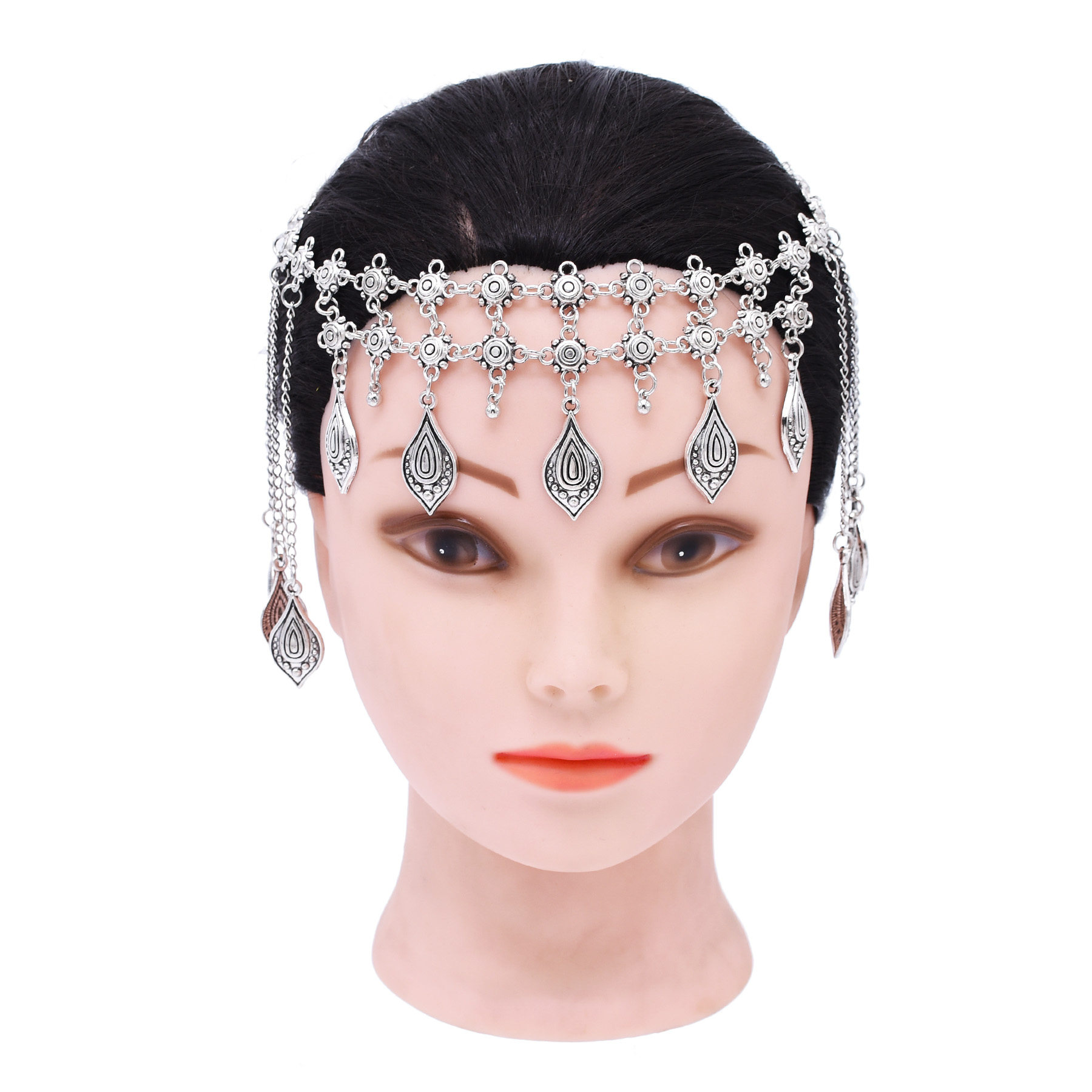 ヴィンテージ銀色合金ロングチェーンリーフペンダント額チェーン - Women Accessories Nepal のレビューと価格