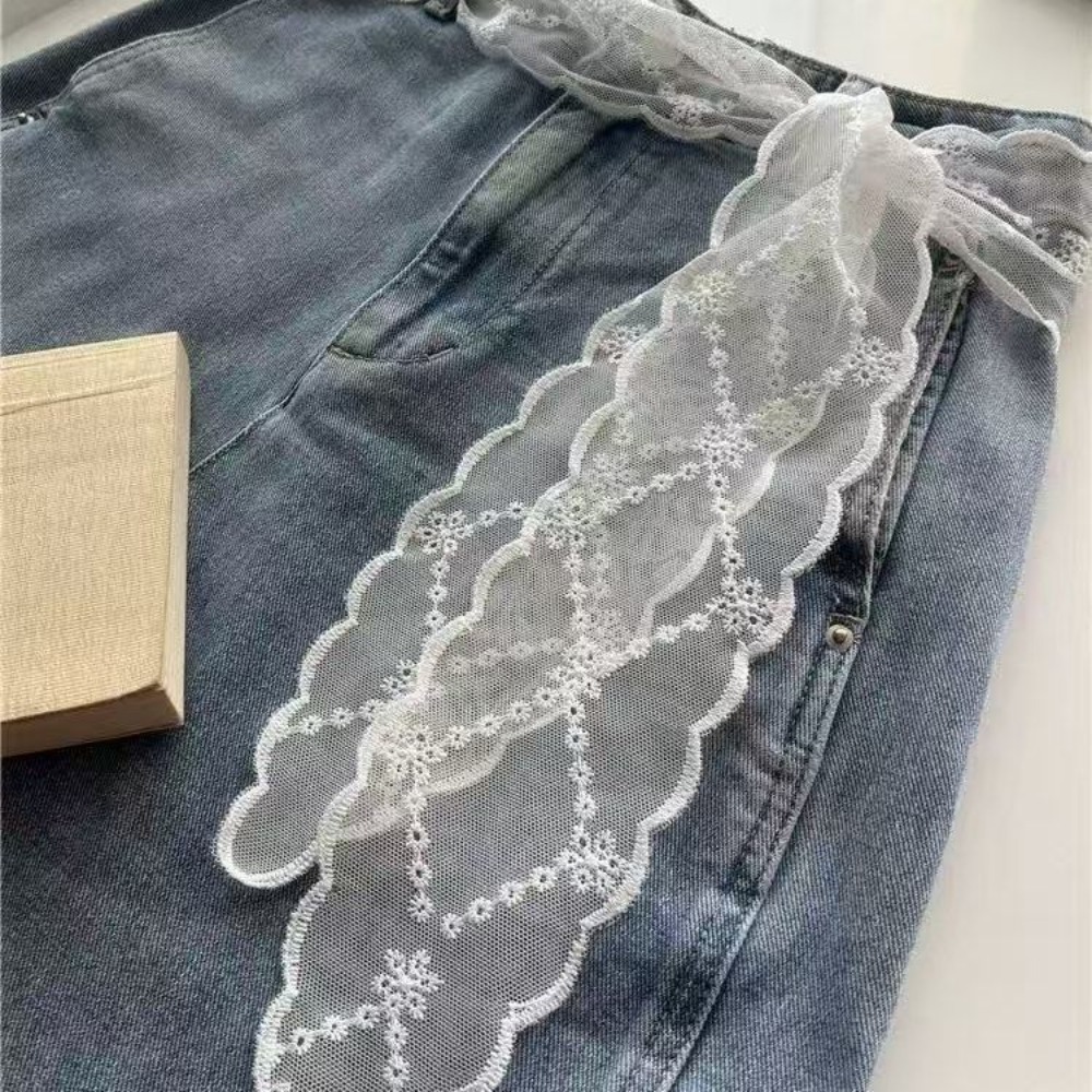 甘い白いレースベルト女性用ジーンズスカートリボンスカーフタイ - Woman Accessory のレビューと価格