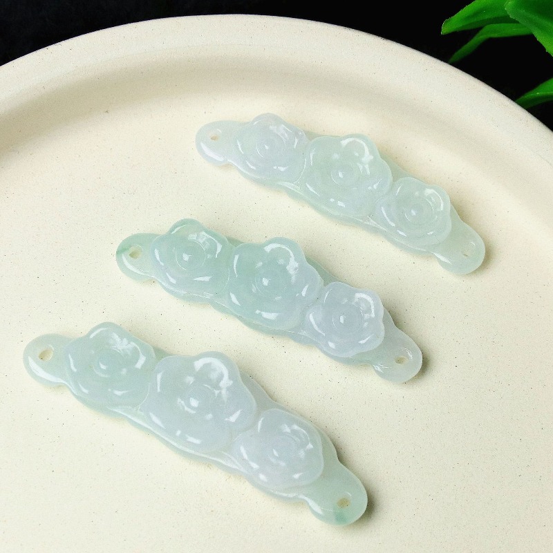 1pc 天然翡翠エメラルドフラワーハンドカード DIY アク - Woman Accessory のレビューと価格