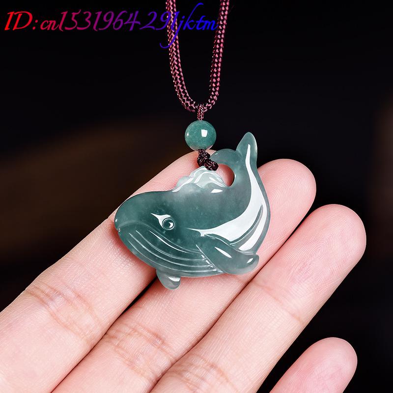 天然ビルマ翡翠クジラペンダントネックレスアクセサリー本物の翡 - Woman Accessory のレビューと価格