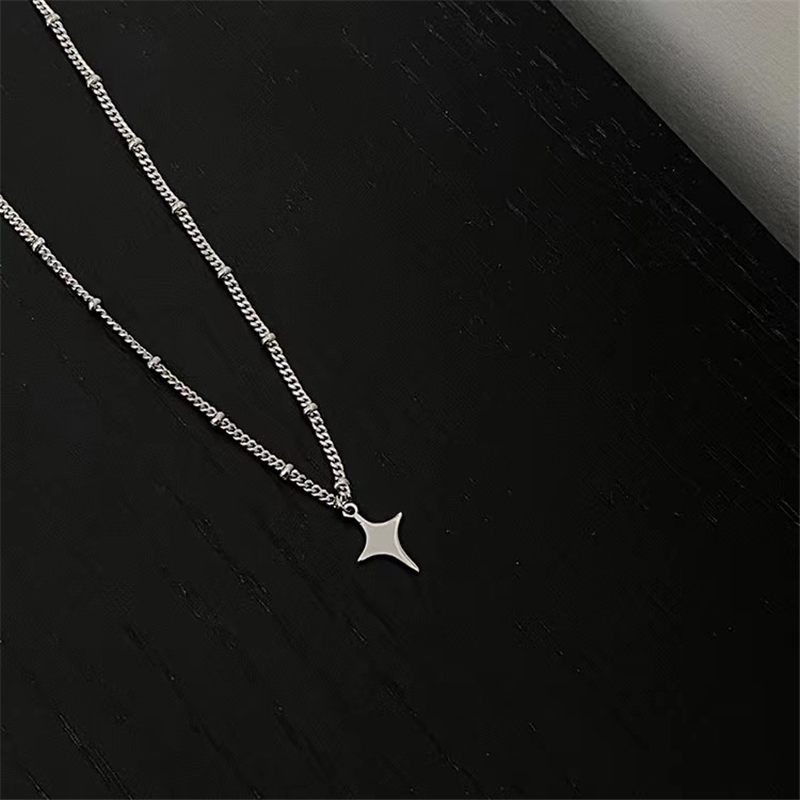 Kpop ゴスシルバーカラースターペンダントチェーンネックレ - Women'S Emo Accessories のレビューと価格