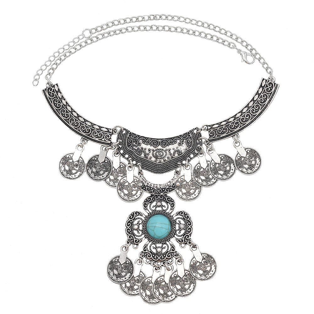 女性のためのヴィンテージ合金中空ネックレス,大きな花のコイン - Women Accessories Nepal のレビューと価格