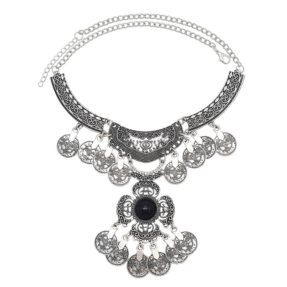 女性のためのヴィンテージ合金中空ネックレス,大きな花のコイン - Women Accessories Nepal のレビューと価格