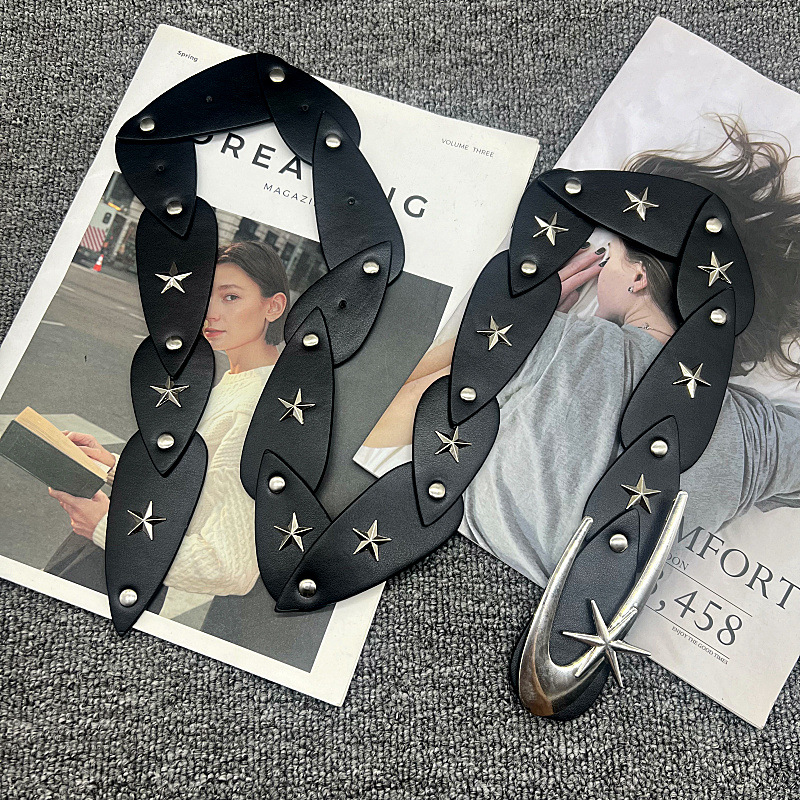 メンズバックル付きレザーベルト,ゴススタイル,エモ,高品質, - Women'S Emo Accessories のレビューと価格
