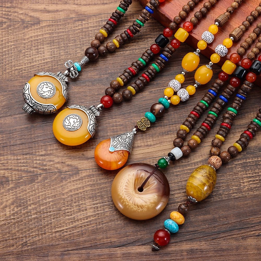 絶妙な繊細な仏教衣類アクセサリー鎖骨チェーン菩提ビーズネック - Women Accessories Nepal のレビューと価格