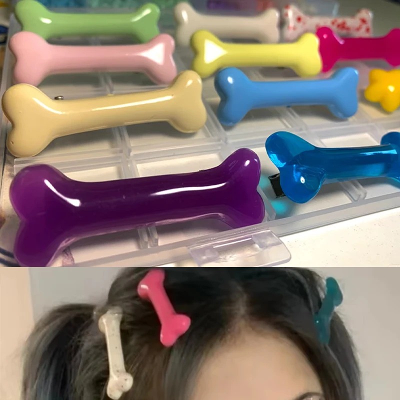 カラフルな骨型ヘアクリップ 可愛いY2Kボビーピン ガールズ - Women Accessories Wholesale China のレビューと価格