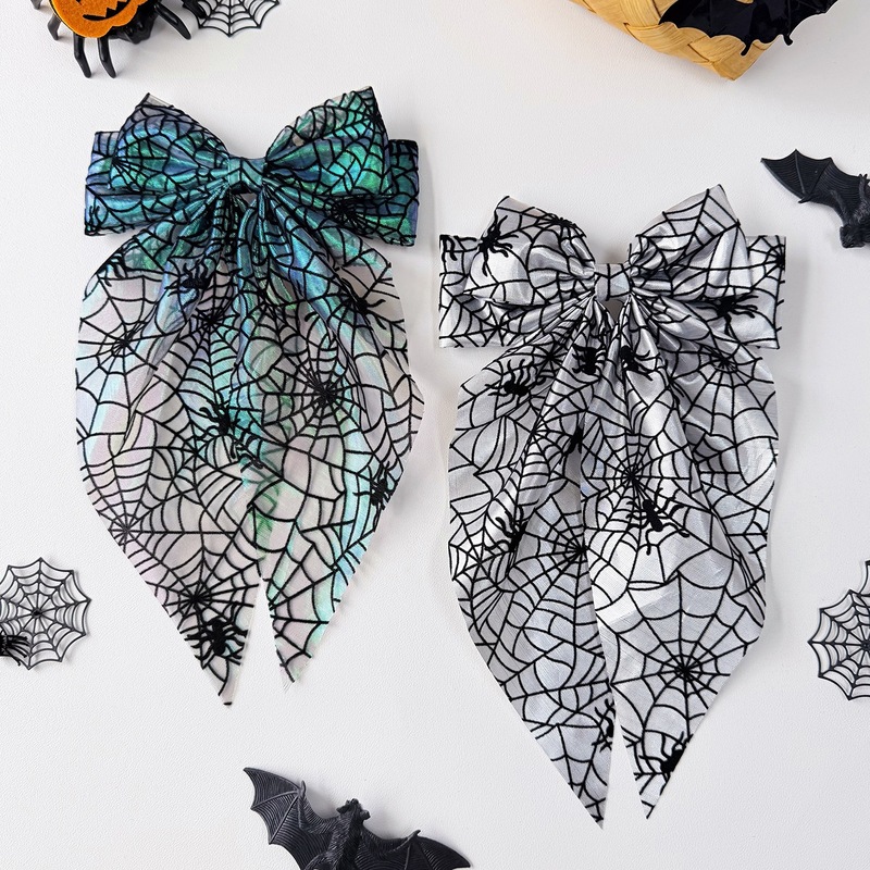 ハロウィン スパイダーウェブ ボウ ヘアクリップ ゴシック  - Women'S Emo Accessories のレビューと価格