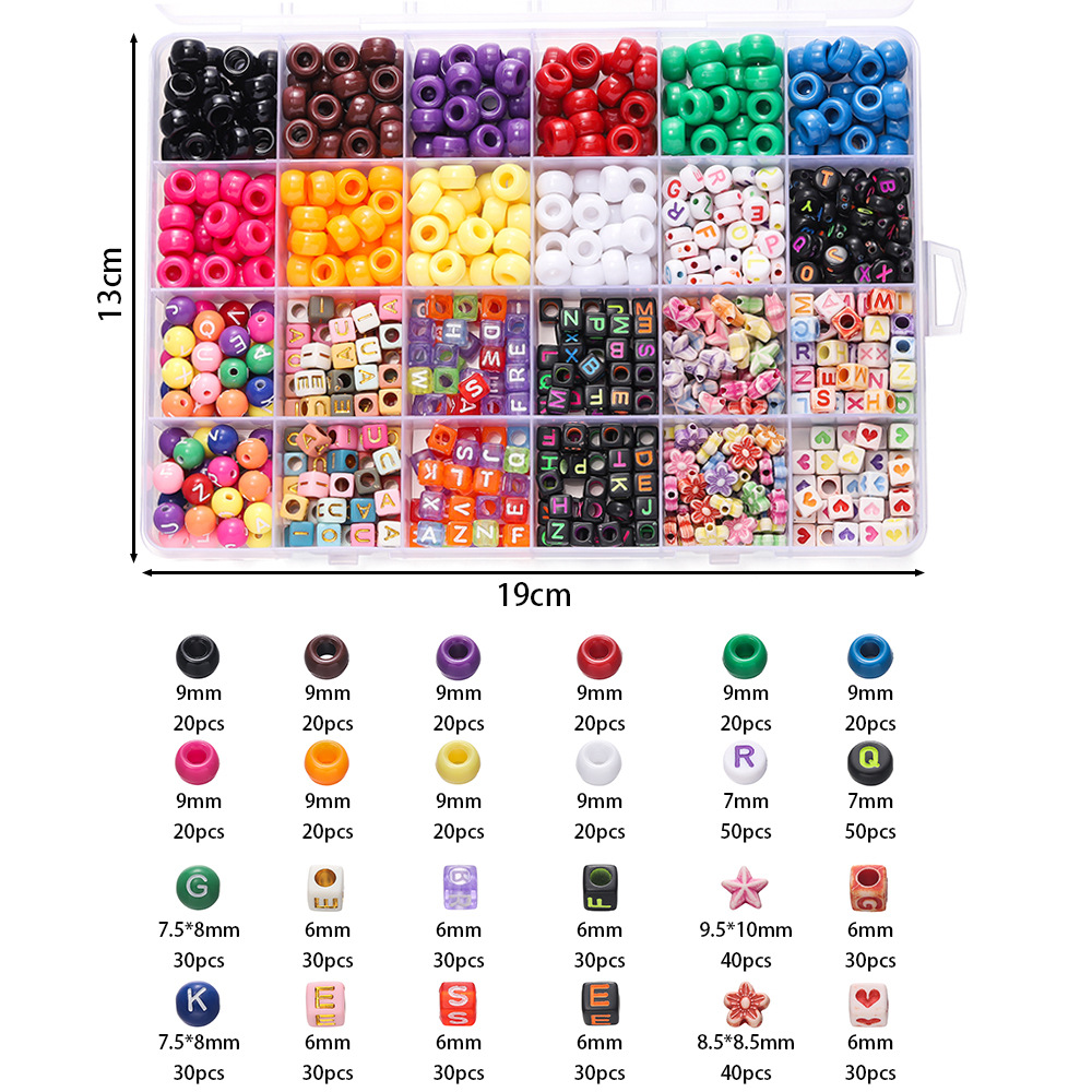 1箱 カラフルアクリルポニービーズ スクエアレタークレイスペ - Women Accessories Box のレビューと価格