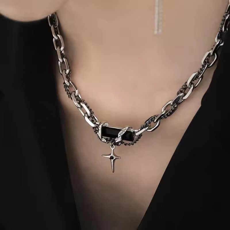 男性と女性のためのクロススターペンダントチェーンネックレス, - Women'S Emo Accessories のレビューと価格