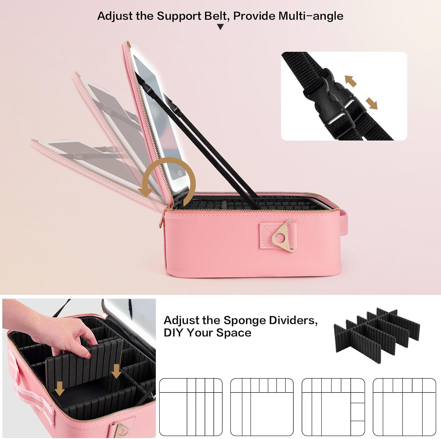大容量メイクアップバッグ 15インチ×11インチ LEDミラ - Women Accessories Box のレビューと価格